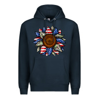 Navy sunflower american flag Premium Hoodie - JahusDesignShop