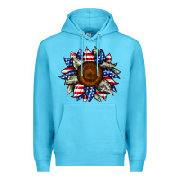 Ocean Blue sunflower american flag Premium Hoodie - JahusDesignShop