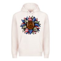 Pale Pink sunflower american flag Premium Hoodie - JahusDesignShop