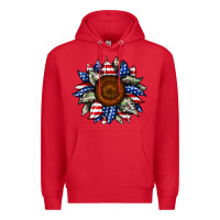 Red sunflower american flag Premium Hoodie - JahusDesignShop