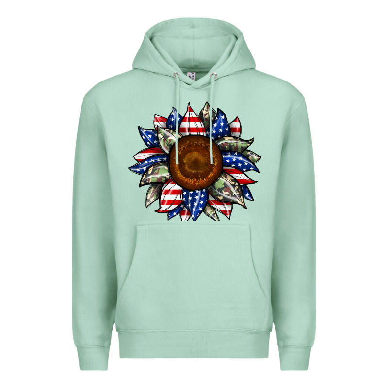 Sunflower American Flag Premium Hoodie by JahusDesignShop | Teevron