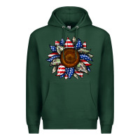 Sports Green sunflower american flag Premium Hoodie - JahusDesignShop