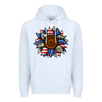 White sunflower american flag Premium Hoodie - JahusDesignShop