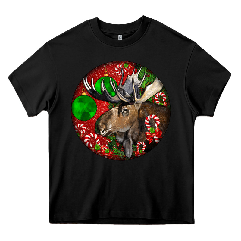 Moose Buck Deer Christmas Heavy Core Tee by LillyAllenDesigns | Teevron
