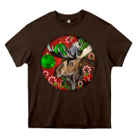 Chocolate Brown moose buck deer christmas Heavy Core Tee - LillyAllenDesigns