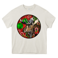 Cream moose buck deer christmas Heavy Core Tee - LillyAllenDesigns
