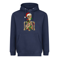 Navy Christmas Skeleton Heavyweight Hoodie - RanaPortraitStore