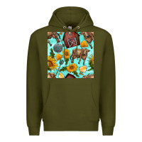 Army Green farm seamless pattern Premium Hoodie - BundleAndBundleShop