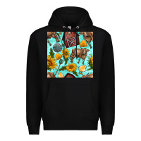 Black farm seamless pattern Premium Hoodie - BundleAndBundleShop
