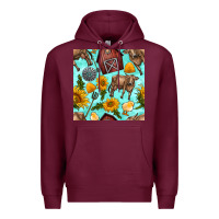 Burgundy farm seamless pattern Premium Hoodie - BundleAndBundleShop