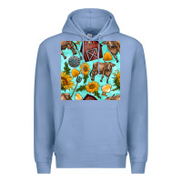 Colony Blue farm seamless pattern Premium Hoodie - BundleAndBundleShop