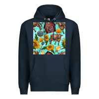 Navy farm seamless pattern Premium Hoodie - BundleAndBundleShop