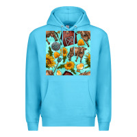 Ocean Blue farm seamless pattern Premium Hoodie - BundleAndBundleShop