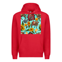 Red farm seamless pattern Premium Hoodie - BundleAndBundleShop