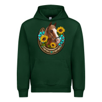 Forest Green western horseshoe horse sunflowers gemstone Urban Hoodie - Artiststas