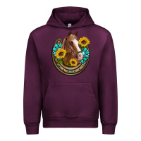 Mauve Wine western horseshoe horse sunflowers gemstone Urban Hoodie - Artiststas