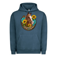 Pigment Midnight Navy western horseshoe horse sunflowers gemstone Urban Hoodie - Artiststas