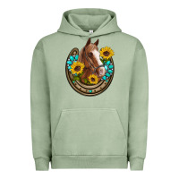 Pigment Oil Green western horseshoe horse sunflowers gemstone Urban Hoodie - Artiststas