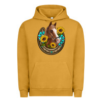 Pigment Peanut Butter western horseshoe horse sunflowers gemstone Urban Hoodie - Artiststas