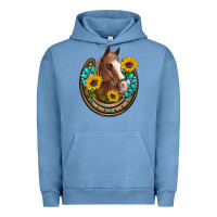 Pigment Pebble Blue western horseshoe horse sunflowers gemstone Urban Hoodie - Artiststas
