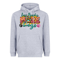 Heather Grey less people more dogs paw zillion Heavyweight Hoodie - Zillion Design Studio