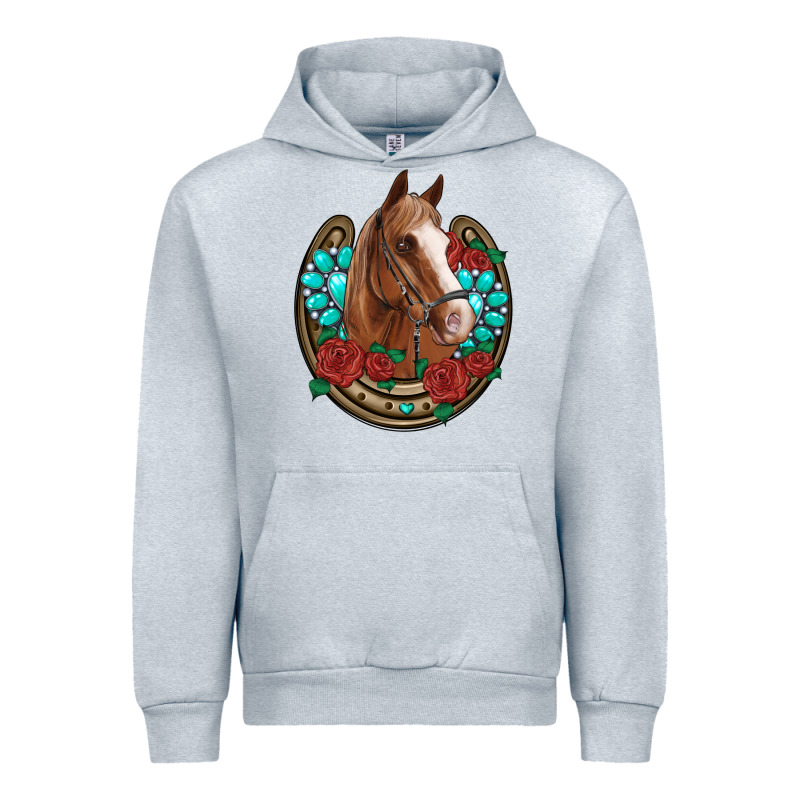 Western Horseshoe Horse Roses Gemstone Urban Hoodie by Artiststas | Teevron