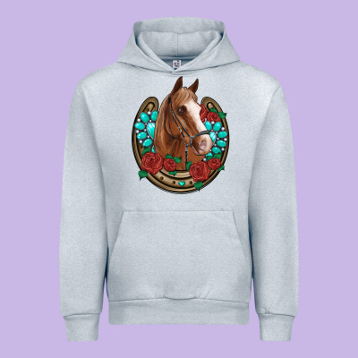 Western Horseshoe Horse Roses Gemstone Urban Hoodie Designed By Artiststas