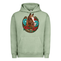 Pigment Oil Green western horseshoe horse roses gemstone Urban Hoodie - Artiststas