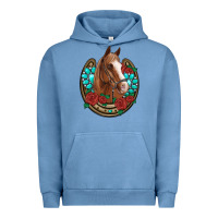 Pigment Pebble Blue western horseshoe horse roses gemstone Urban Hoodie - Artiststas