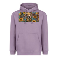 Lavender Cow With Aztec Leopard And Sunflower Heavyweight Hoodie - RanaPortraitStore