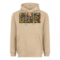 Mushroom Cow With Aztec Leopard And Sunflower Heavyweight Hoodie - RanaPortraitStore