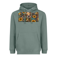 Sage Cow With Aztec Leopard And Sunflower Heavyweight Hoodie - RanaPortraitStore