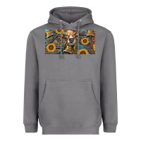 Storm Cow With Aztec Leopard And Sunflower Heavyweight Hoodie - RanaPortraitStore