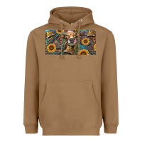 Toasted Coconut Cow With Aztec Leopard And Sunflower Heavyweight Hoodie - RanaPortraitStore