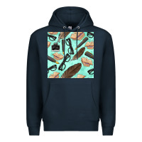 Navy literature seamless pattern Premium Hoodie - BundleAndBundleShop