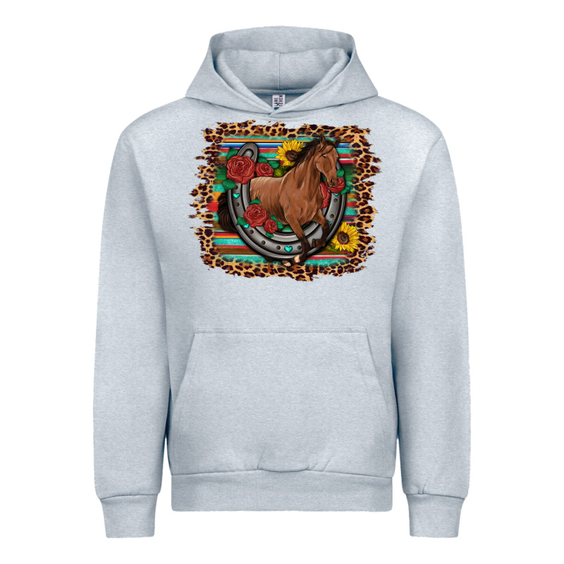 Western Horse Horseshoe Roses Sunflowers Serape Leopard Urban Hoodie by Artiststas | Teevron