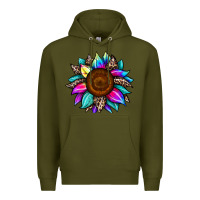 Army Green sunflower tie dye Premium Hoodie - JahusDesignShop