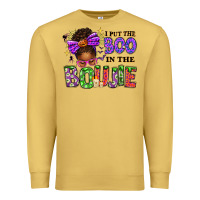 Antique Gold I Put The Boo In The Boujie Messy Bun Premium Sweatshirt - texasbilliewilder