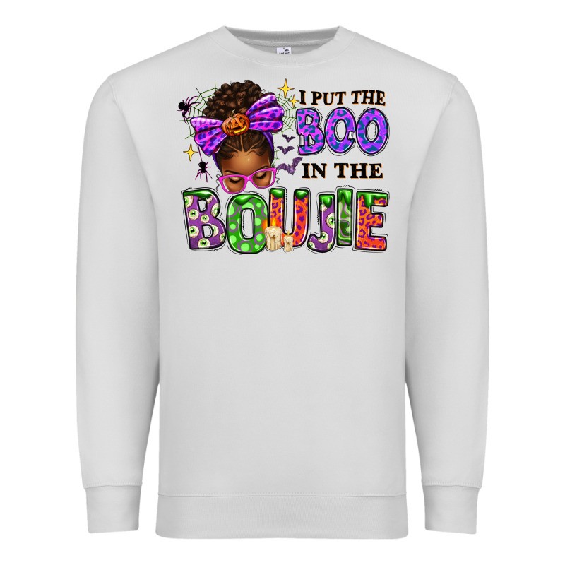 I Put The Boo In The Boujie Messy Bun Premium Sweatshirt by texasbilliewilder | Teevron