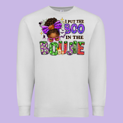 I Put The Boo In The Boujie Messy Bun Premium Sweatshirt Designed By Texasbilliewilder