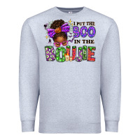 Heather Grey I Put The Boo In The Boujie Messy Bun Premium Sweatshirt - texasbilliewilder