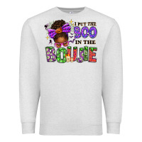 Oatmeal Heather I Put The Boo In The Boujie Messy Bun Premium Sweatshirt - texasbilliewilder