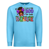 Ocean Blue I Put The Boo In The Boujie Messy Bun Premium Sweatshirt - texasbilliewilder
