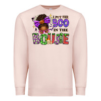 Pale Pink I Put The Boo In The Boujie Messy Bun Premium Sweatshirt - texasbilliewilder