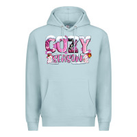Blue Mist pink cozy season with snowman ado Premium Hoodie - AdoDesignShop