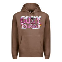 Chestnut pink cozy season with snowman ado Premium Hoodie - AdoDesignShop