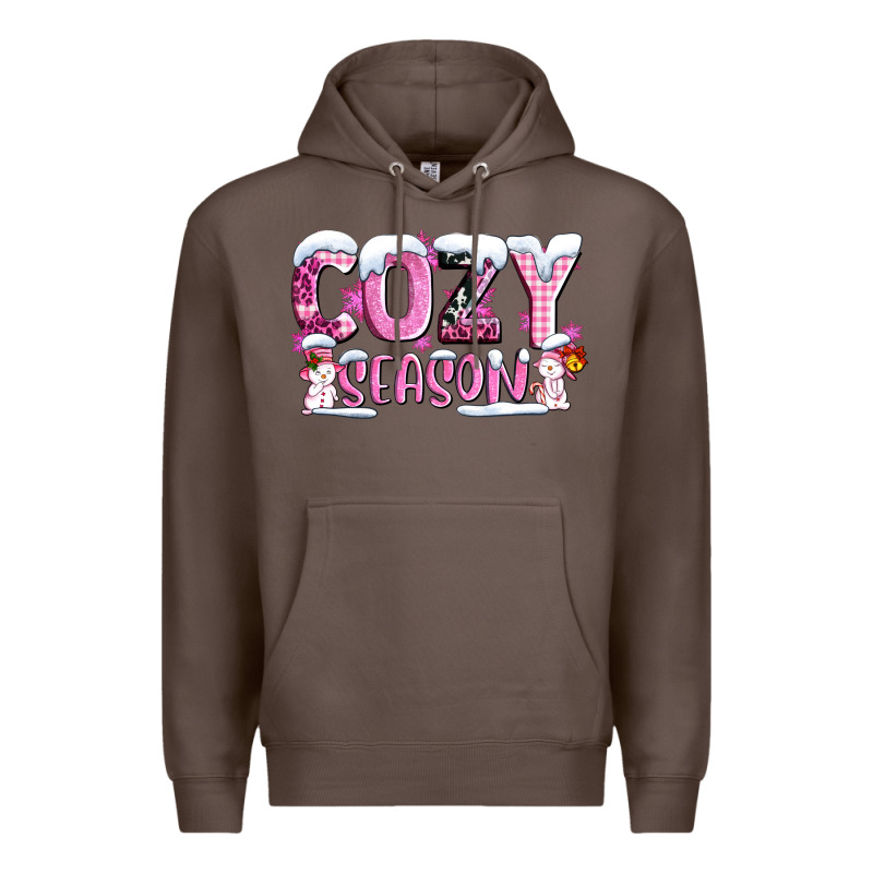 Pink Cozy Season With Snowman Ado Premium Hoodie by AdoDesignShop | Teevron
