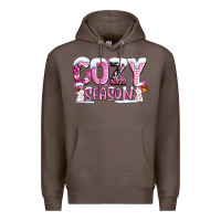 Coffee pink cozy season with snowman ado Premium Hoodie - AdoDesignShop