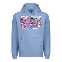 Colony Blue pink cozy season with snowman ado Premium Hoodie - AdoDesignShop