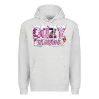 Dove Grey pink cozy season with snowman ado Premium Hoodie - AdoDesignShop
